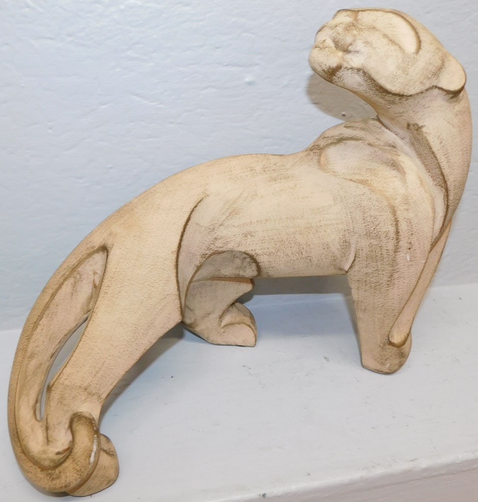 Painted Ceramic Mid Century Modern Panther Sculpture (1 of 3)