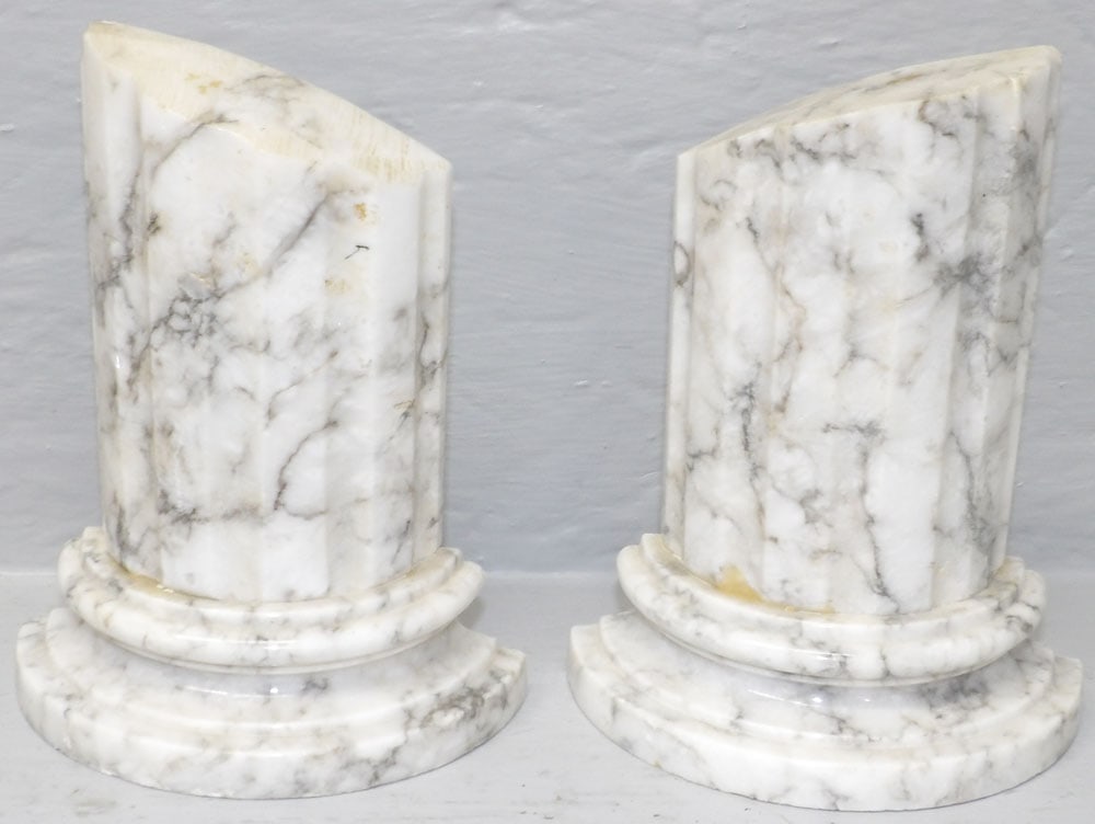 Pair of Marble Fluted Column Bookends (1 of 2)