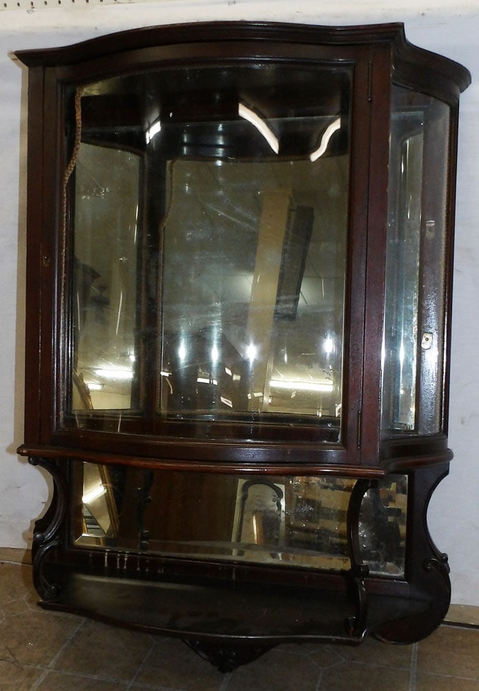 Antique Hanging Mahogany & Glass Door Cabinet (1 of 4)