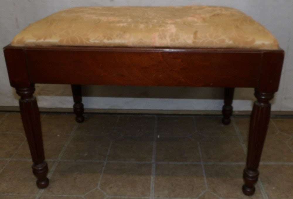Mahogany & Upholstered Top Bench (1 of 3)