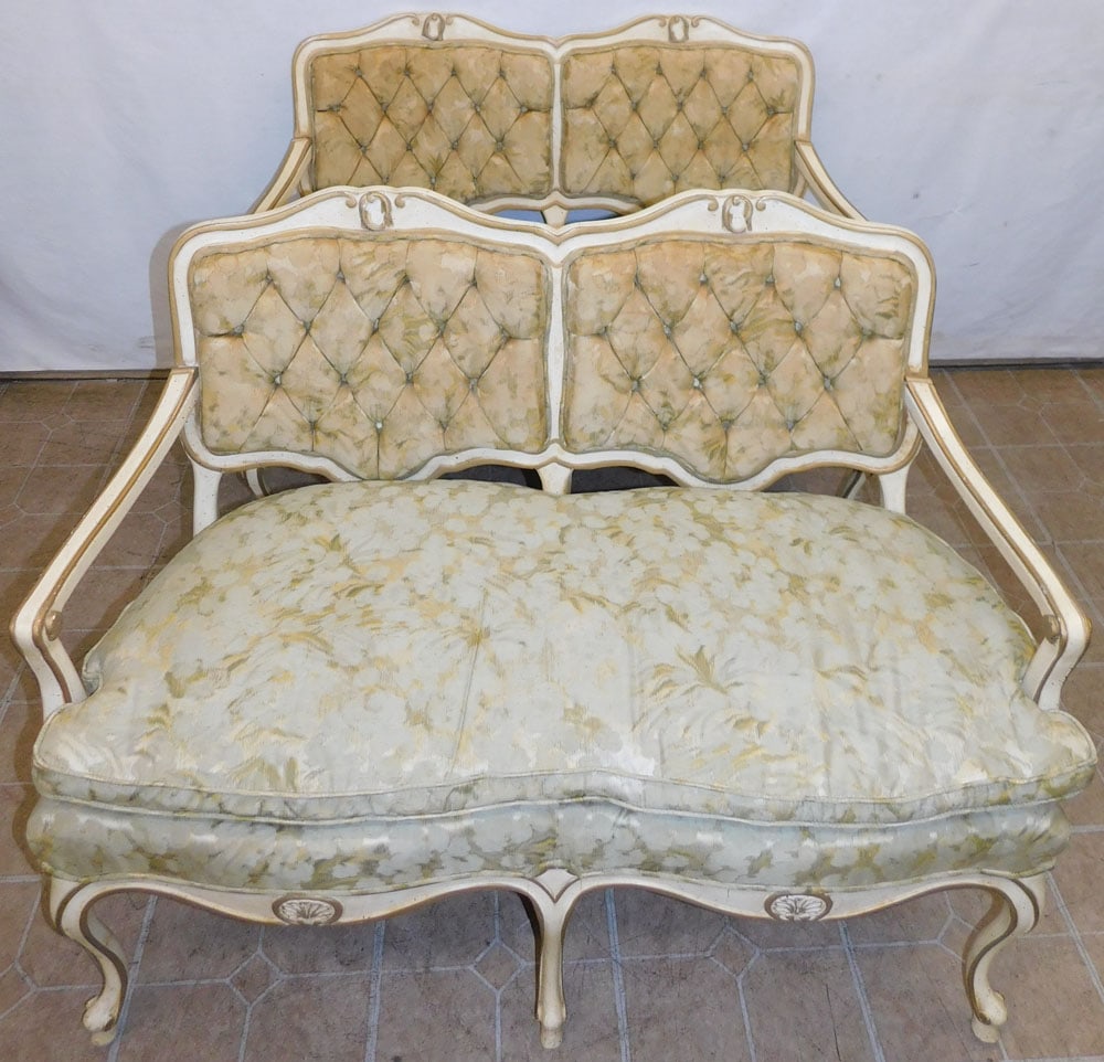 Pair of Painted French Loveseats (1 of 5)