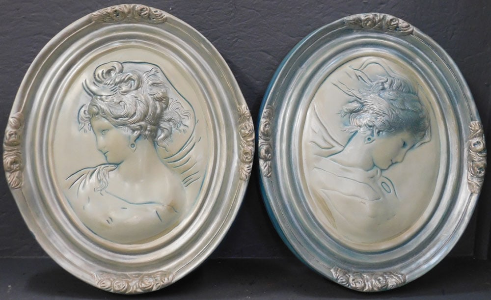 Pair of Painted Gesso Wall Plaques (1 of 5)