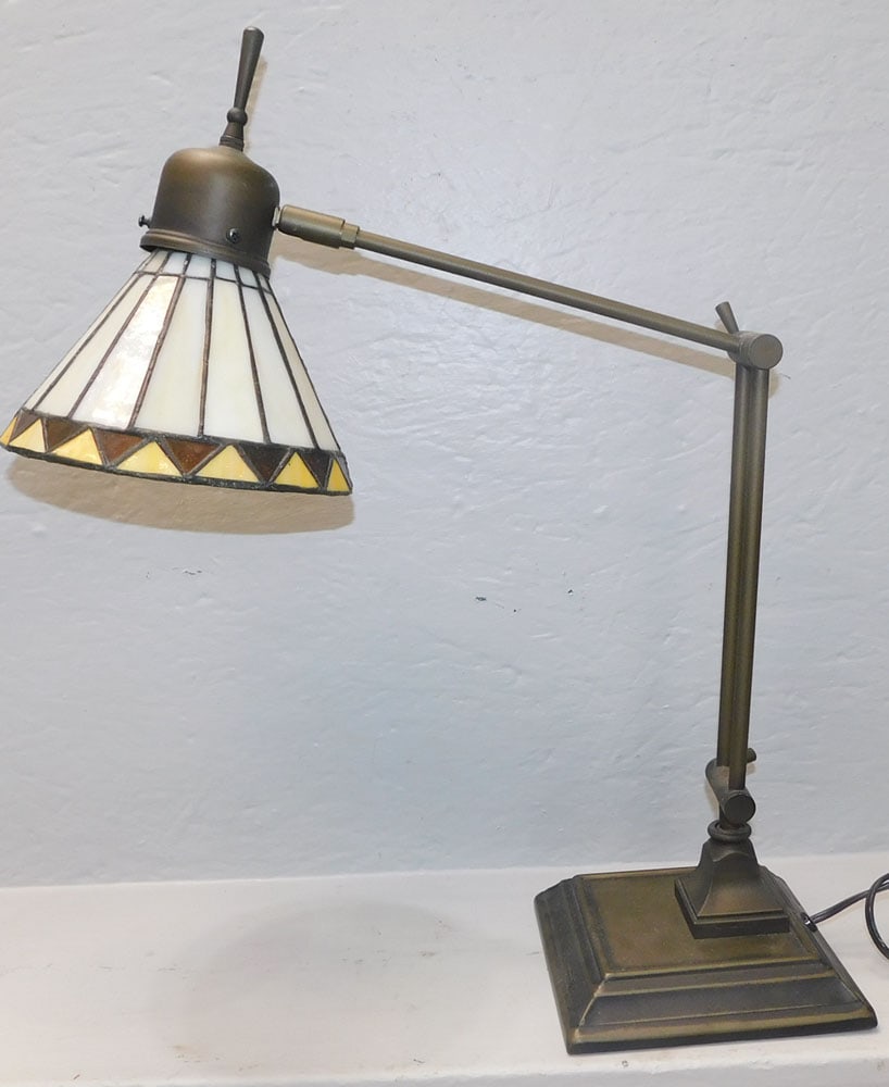 Adjustable Leaded Stained Glass Shade Desk Lamp (1 of 3)