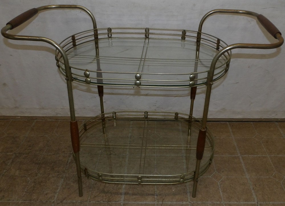 Mid Century Modern Metal & Glass Two Tier Stand (1 of 3)