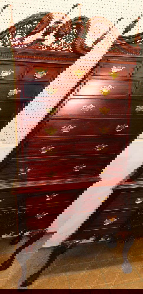 Carved Mahogany 2 Part Chippendale Style Highboy (1 of 7)