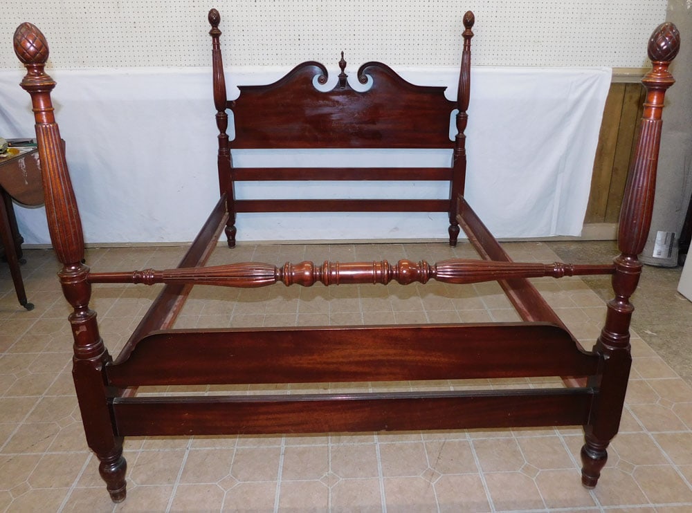 mahogany full size bed with rails (1 of 6)