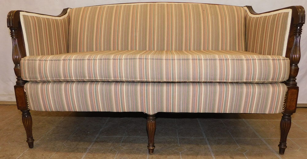 pair of Sheraton style upholstered love seats (1 of 13)
