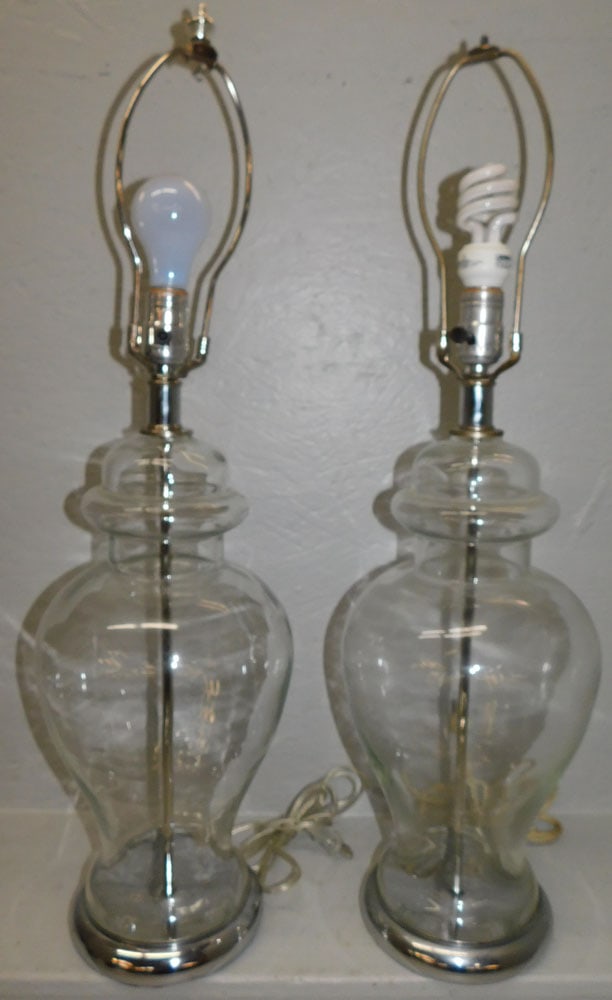 pair of glass urn form lamps (1 of 3)