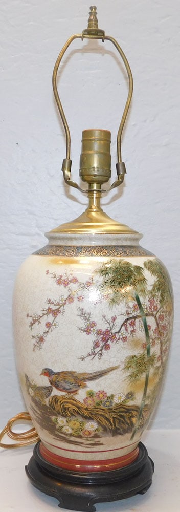 painted oriental porcelain vase made into a lamp (1 of 4)