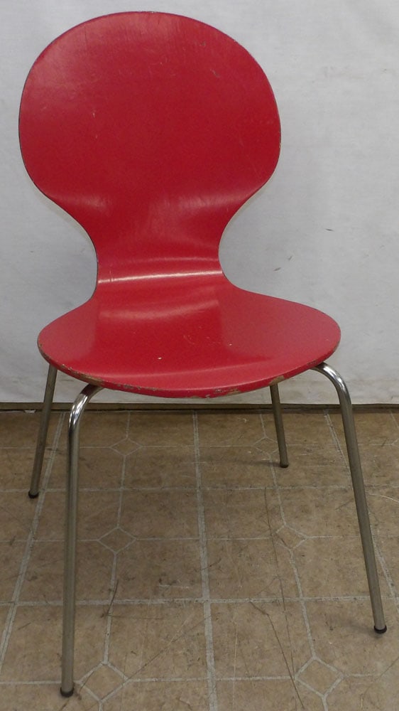 modern painted laminated wood side chair: modern painted laminated wood side chair. 33 1/2" H ALL DESCRIPTIONS AND ANY CONDITION STATEMENT GIVEN BY LANGSTON AUCTION GALLERY ARE STRICTLY OPINIONS AND LANGSTON'S SHALL HAVE NO RESPONSIBILITY FOR