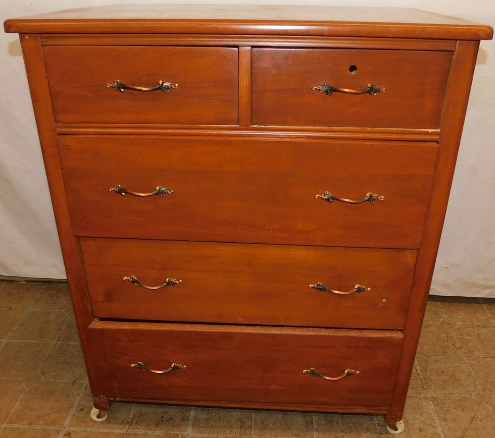 maple 2 over 3 drawer chest (1 of 5)