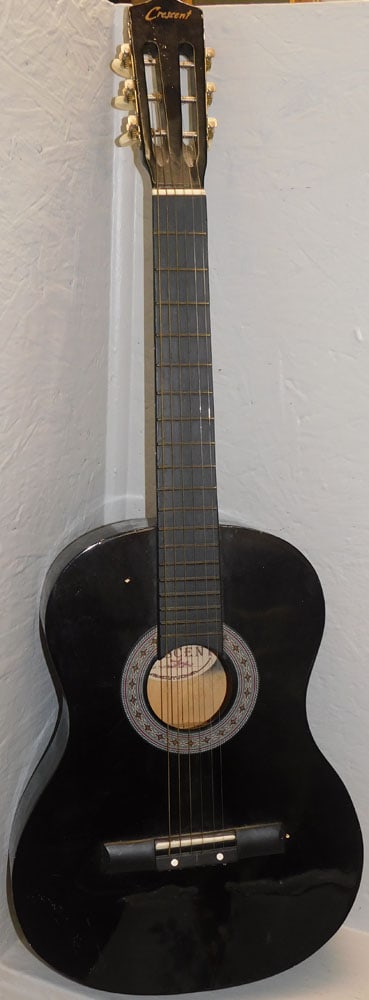 Vintage Black Lacquered Six String Guitar by Crescent (1 of 3)