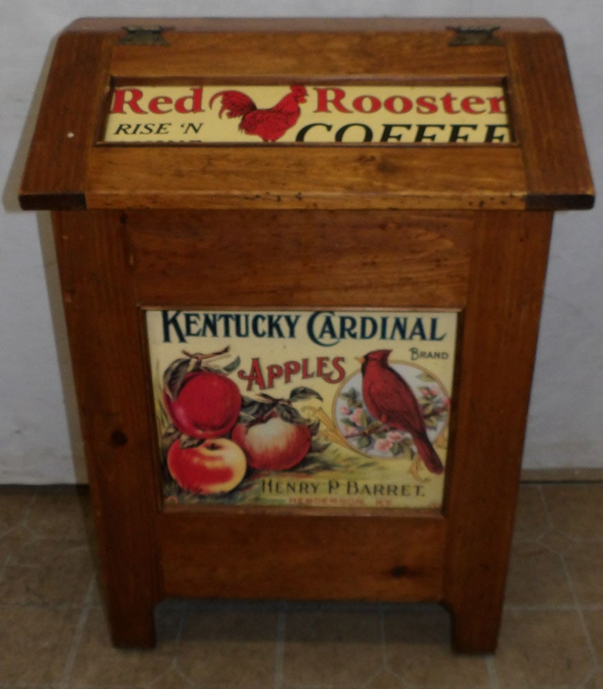 Advertising Pine Lift Top Bin with Coca Cola Bottle Opener, (Missing Back) (1 of 6)