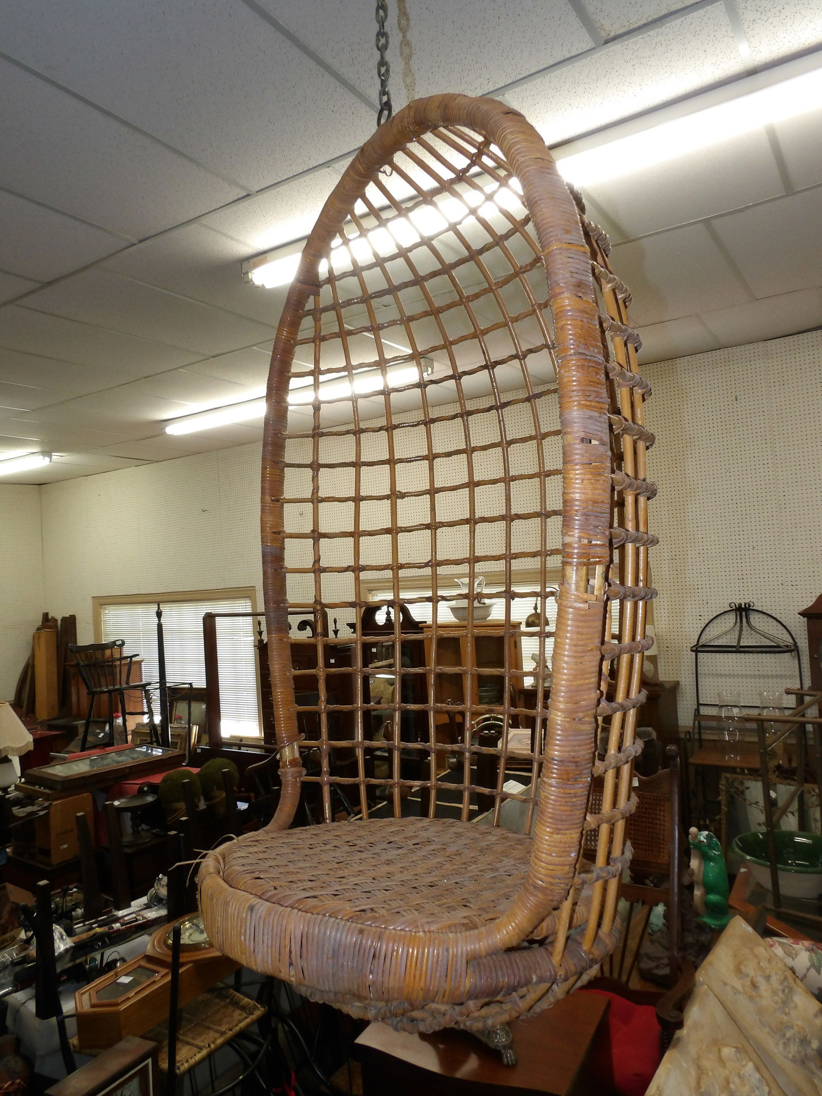 Mid Century Modern Rattan Hanging Pod Chair (1 of 6)