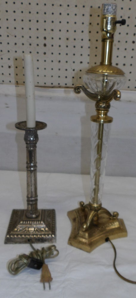 Silverplated Lamp & Brass & Crystal Lamp (1 of 3)
