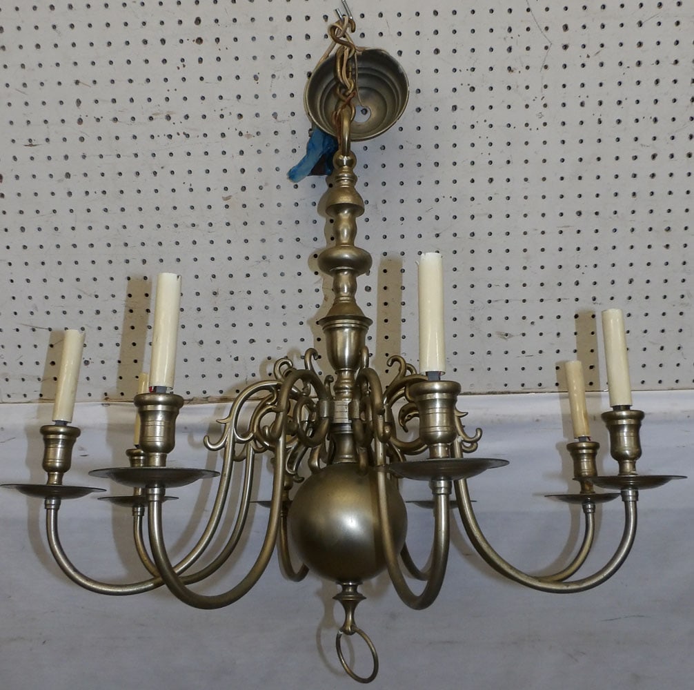 brass 8 light chandelier (1 of 3)