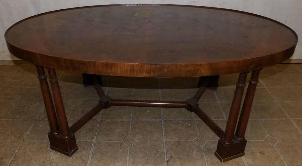 Burled Walnut Top Oval Coffee Table (1 of 3)