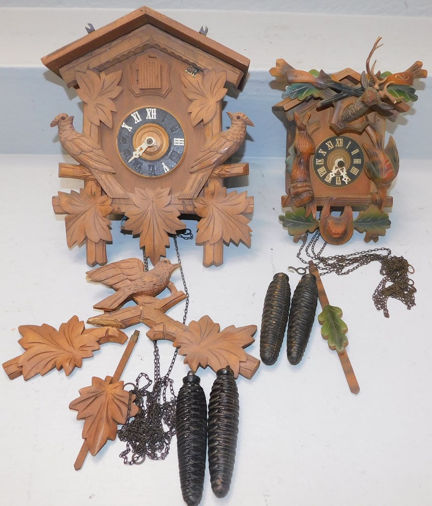 Two Carved Wood Cuckoo Clocks (1 of 4)