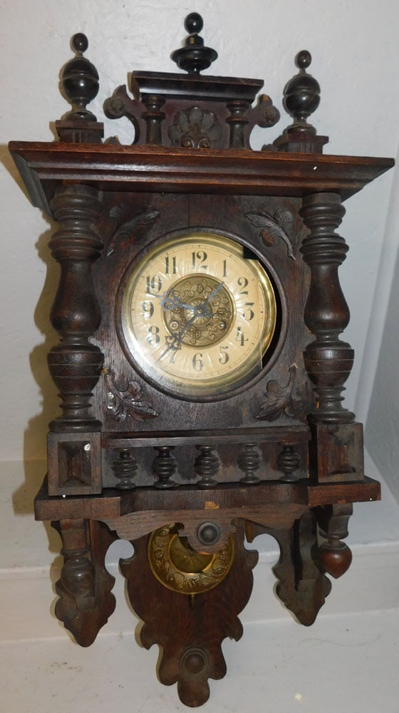 Antique Walnut Hanging Wall Clock (1 of 4)