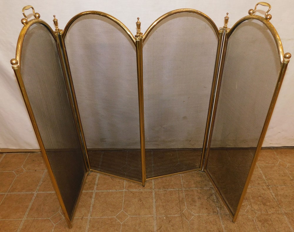 Brass & Wire Mesh Fire Screen (1 of 2)