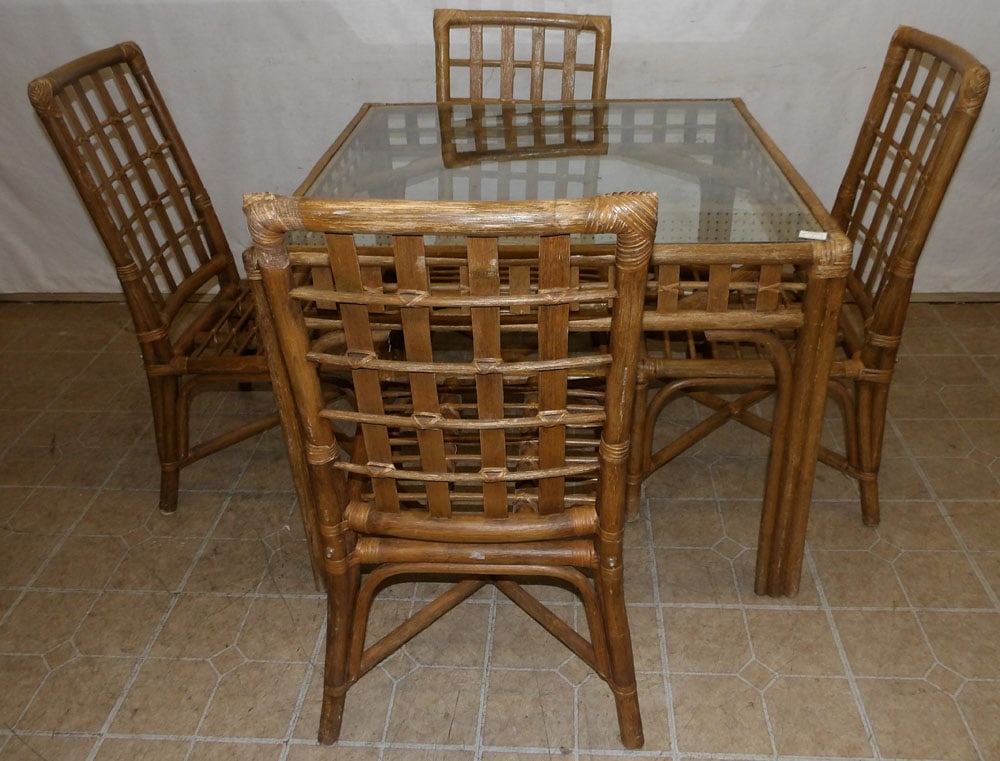 Five Piece Rattan & Glass Top Dining Set (1 of 4)