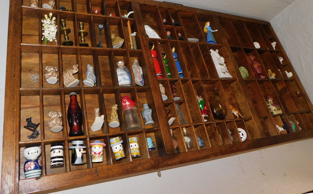 Antique Printers Tray with Miniature Porcelain Collection (1 of 3)