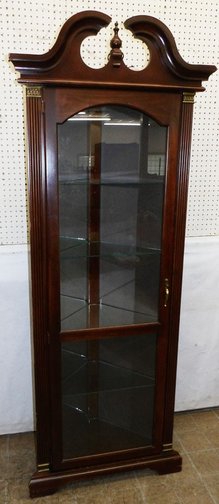 Cherry Lighted Curio Corner Cabinet (1 of 4)