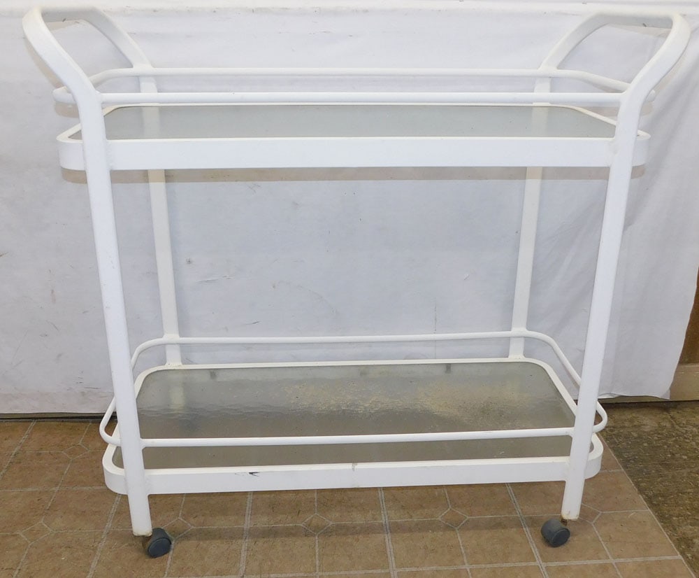 Painted Metal & Glass Top Rolling Cart (1 of 3)