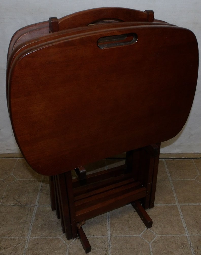 Set of Four Mahogany TV Tables (1 of 2)