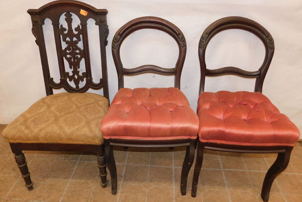 Three Antique Mahogany Victorian Side Chairs (1 of 7)
