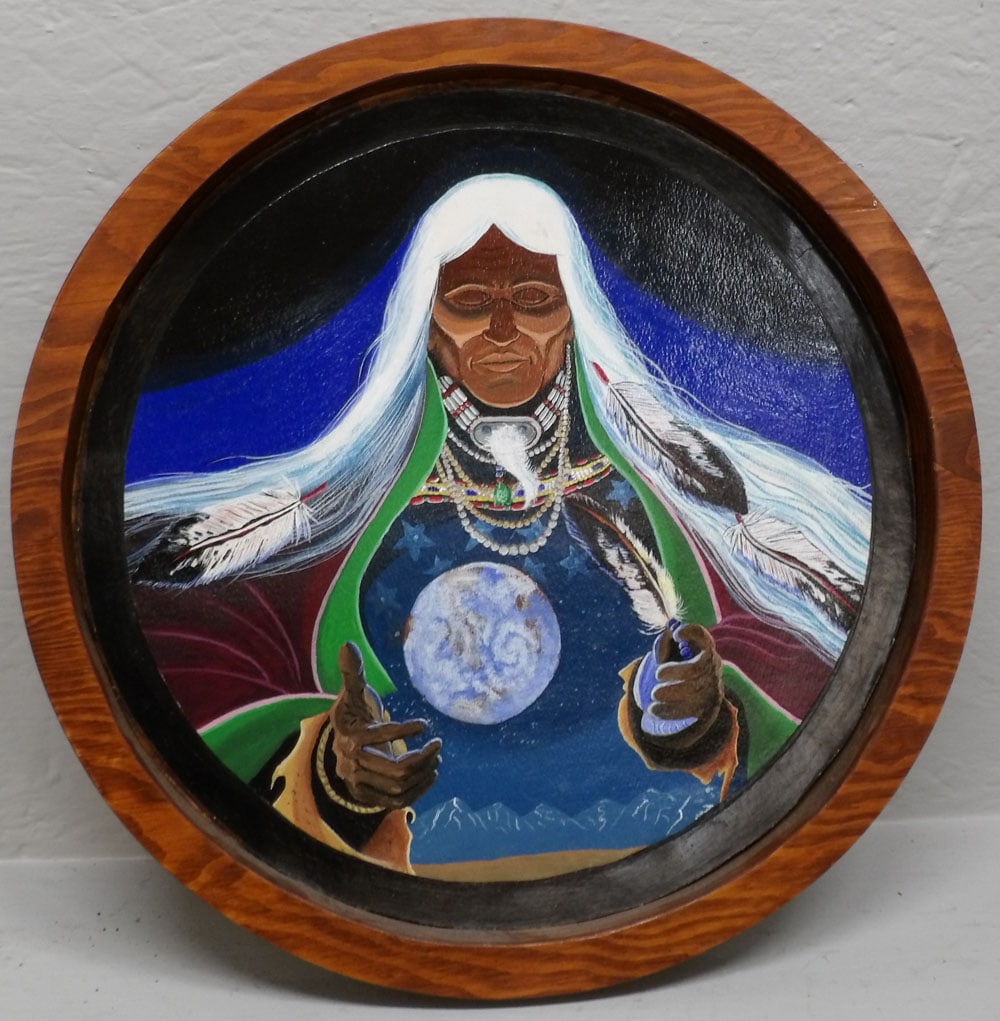 Painted Native American Wood Panel (1 of 3)