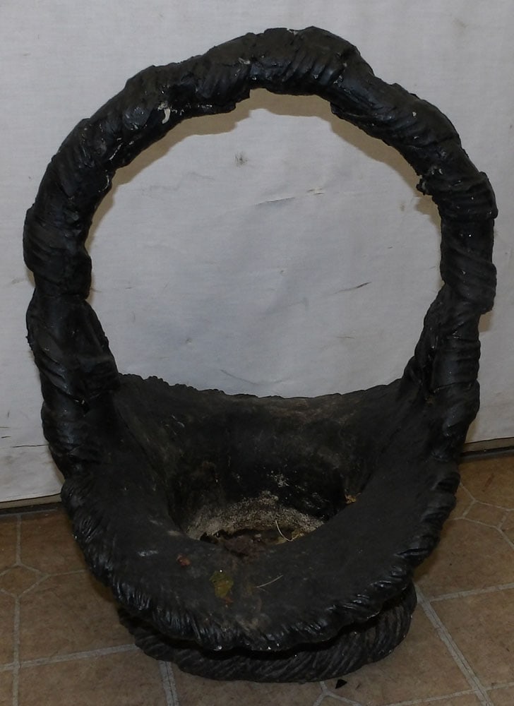 Painted Concrete Basket Form Planter (1 of 2)