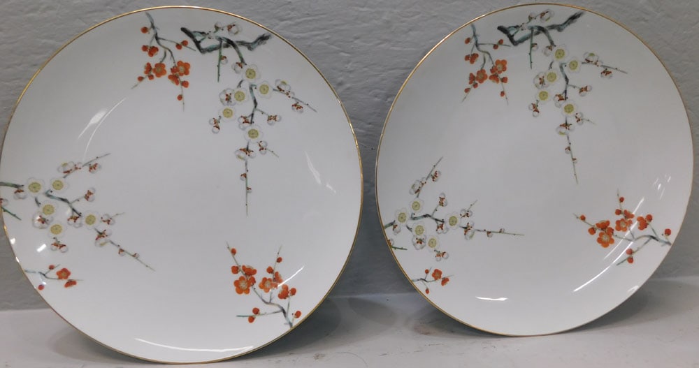 Pair of Oriental Porcelain Chargers by Noritake: Pair of Oriental Porcelain Chargers by Noritake . 14" Dia. ALL DESCRIPTIONS AND ANY CONDITION STATEMENT GIVEN BY LANGSTON AUCTION GALLERY ARE STRICTLY OPINIONS AND LANGSTON'S SHALL HAVE NO RESPONSIBIL