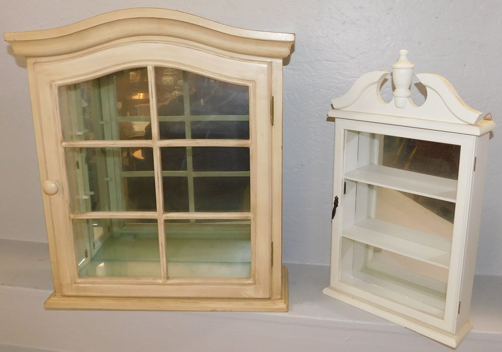 Two Painted Hanging Wall Glass Door Cabinets (1 of 3)