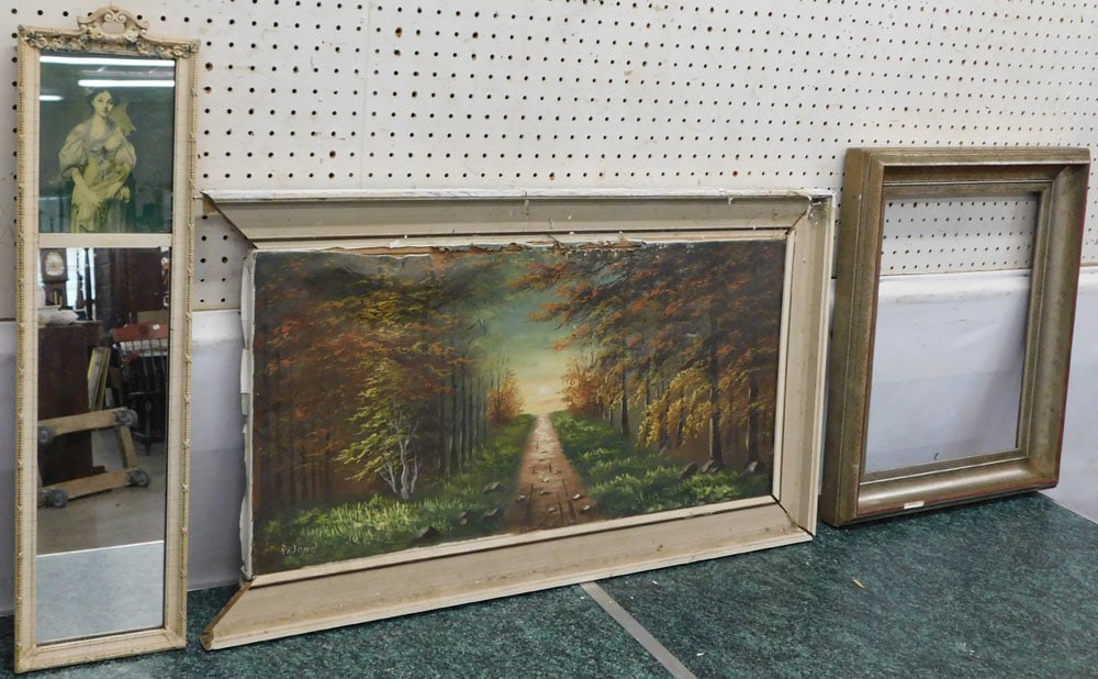 Oil on Canvas, (As Is), Trumeau Mirror, & Gilded Frame (1 of 4)