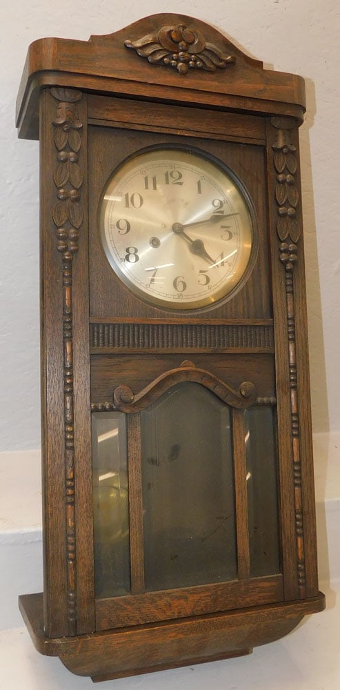 Antique Oak German Wall Clock (1 of 3)
