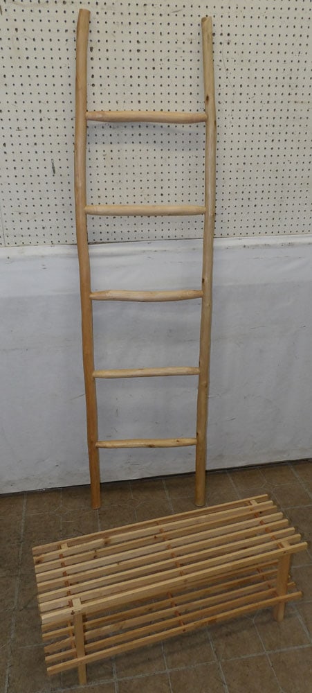 decorative wooden ladder and pine stand (1 of 3)