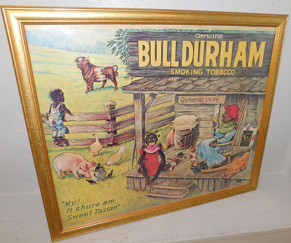 framed tobacco advertisement: framed tobacco advertisement . 26 1/4" x 22 1/4" ALL DESCRIPTIONS AND ANY CONDITION STATEMENT GIVEN BY LANGSTON AUCTION GALLERY ARE STRICTLY OPINIONS AND LANGSTON'S SHALL HAVE NO RESPONSIBILITY FOR ER