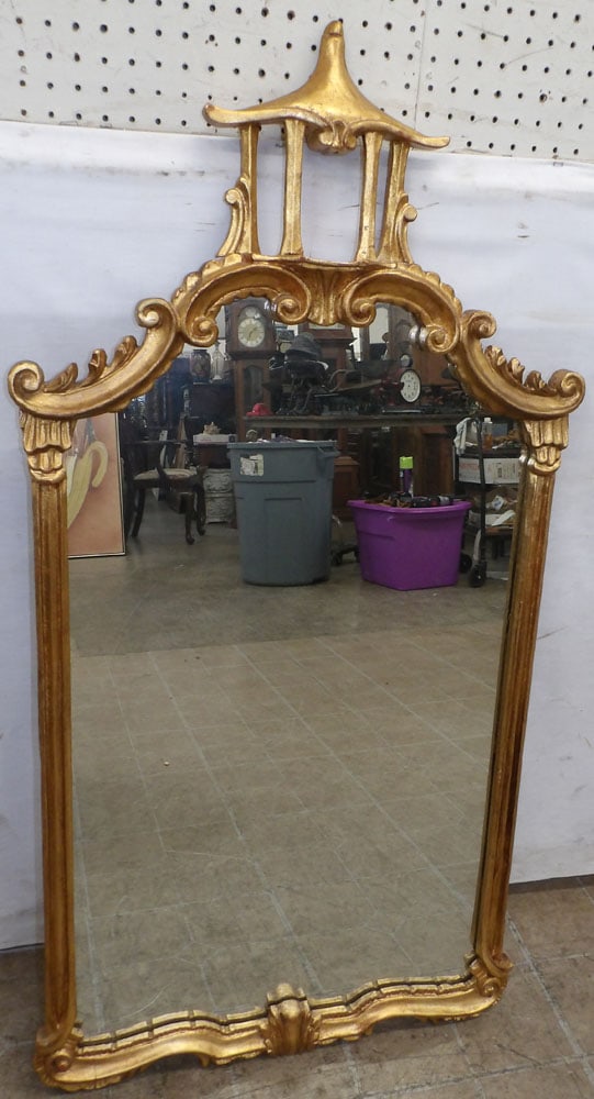 Ornate Gilded Frame Mirror with Pagoda Top (1 of 4)