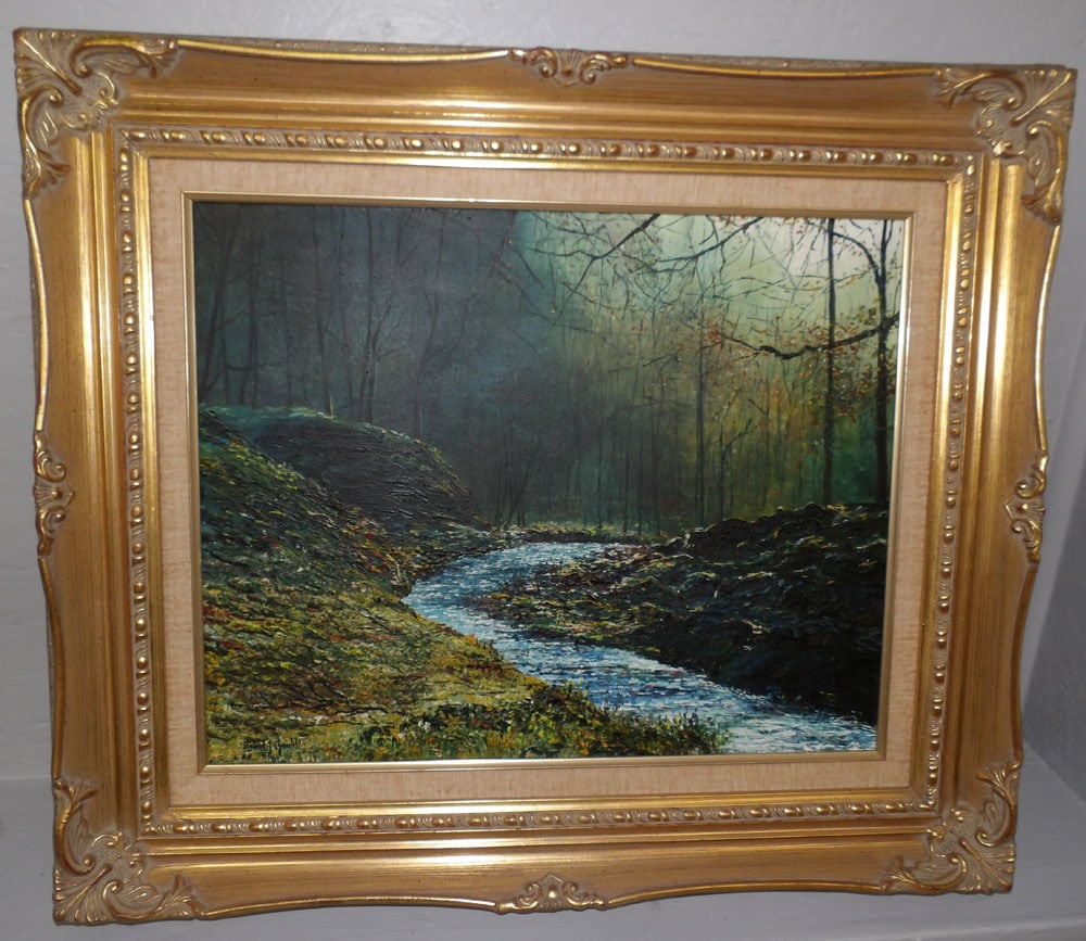 Framed Oil on Canvas River Scene by Robert J Gould (1 of 5)