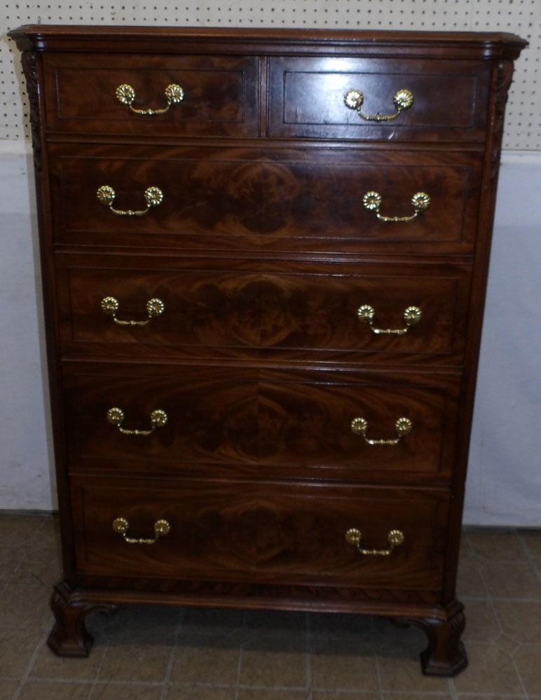 Burled Walnut 5 Drawer Chest (1 of 6)