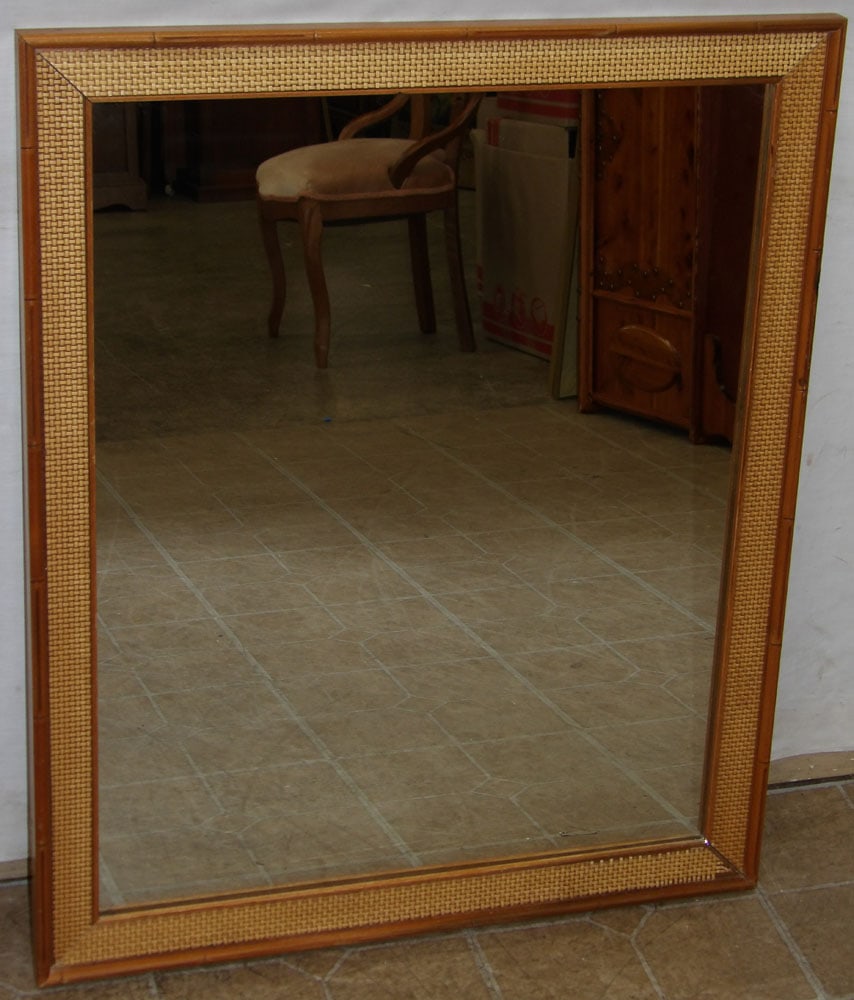 Mid Century Modern Faux Bamboo & Rattan Mirror (1 of 3)