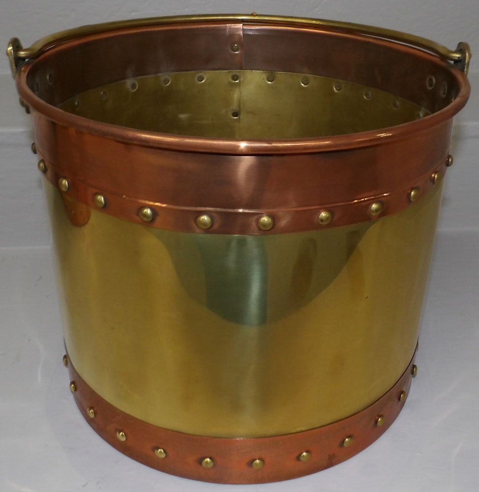 Brass & Copper Bound Coal Bucket (1 of 3)