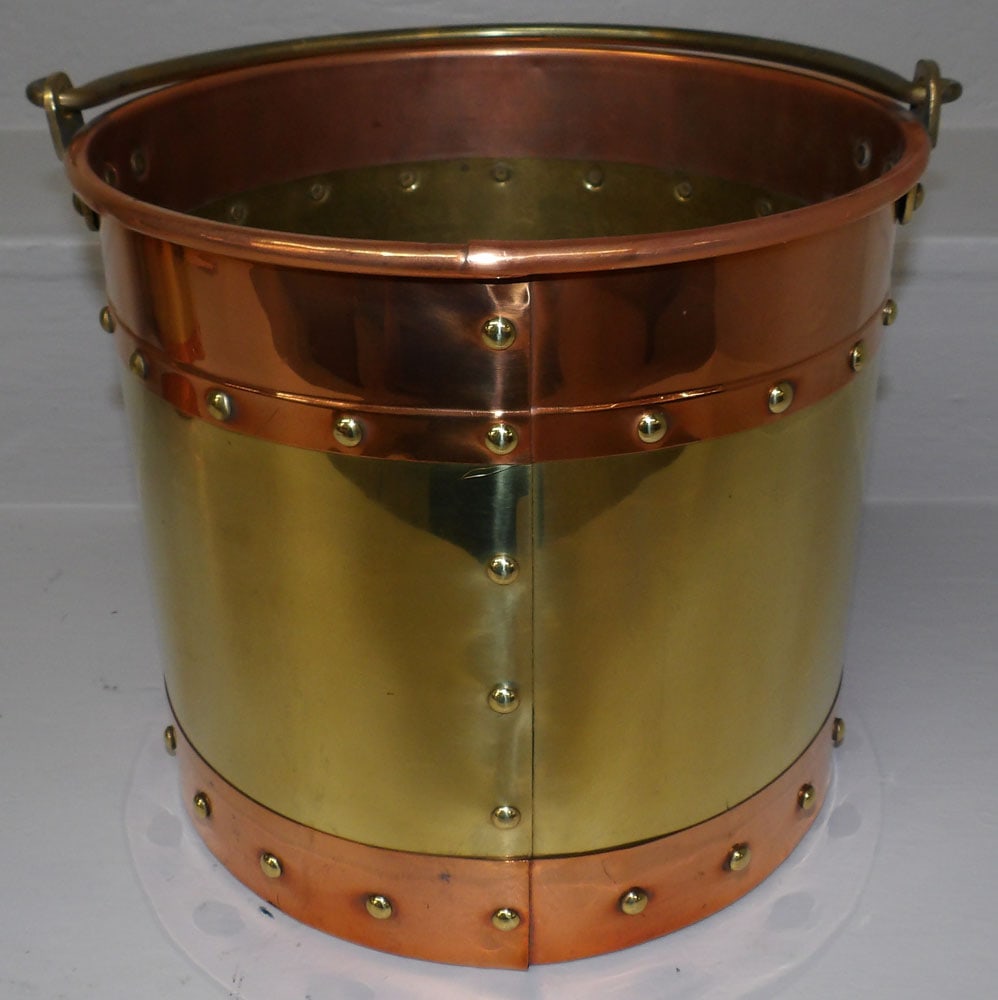 Brass & Copper Bound Coal Bucket (1 of 3)