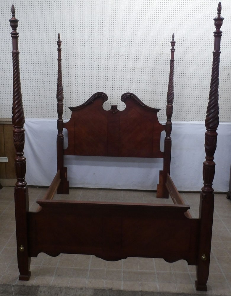 Cherry Rice Carved Full or Queen Size 4 Poster Bed (1 of 9)