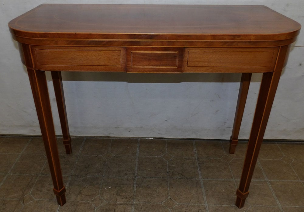 Benchmade English Mahogany Inlaid Fold Over Top Game Table (1 of 7)