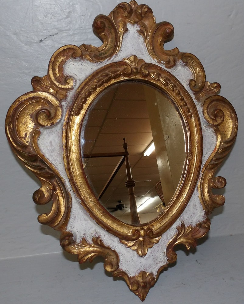Small Gilded Carved Wood Frame Mirror (1 of 2)