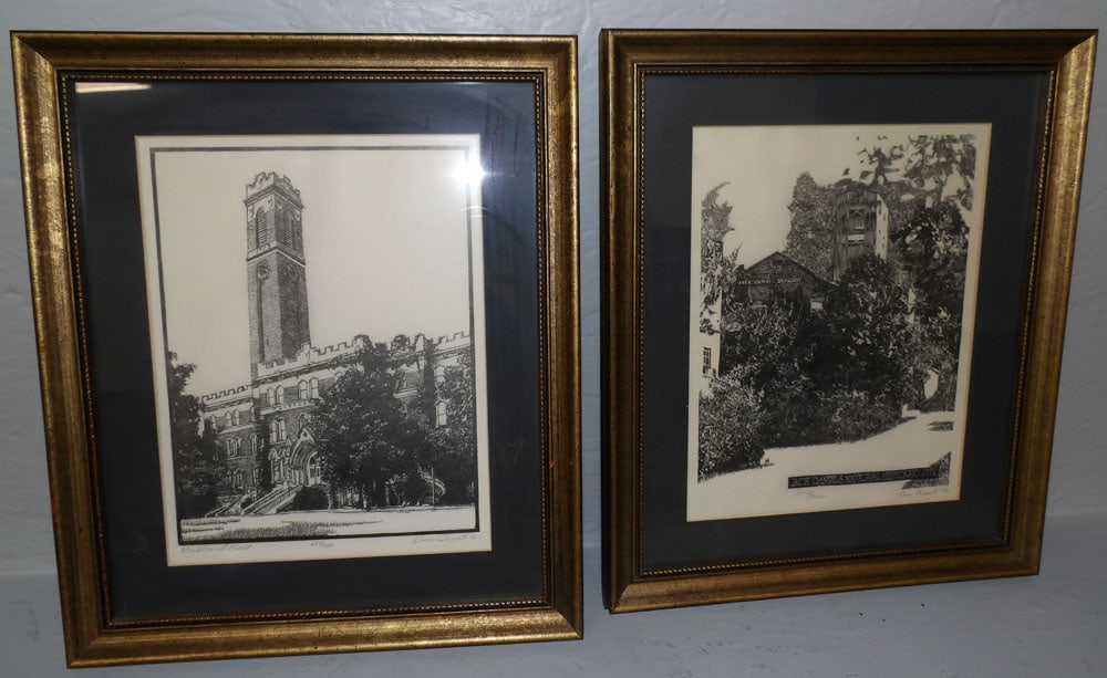 Two Framed Black & White Block Prints Pencil Signed & Numbered (1 of 4)