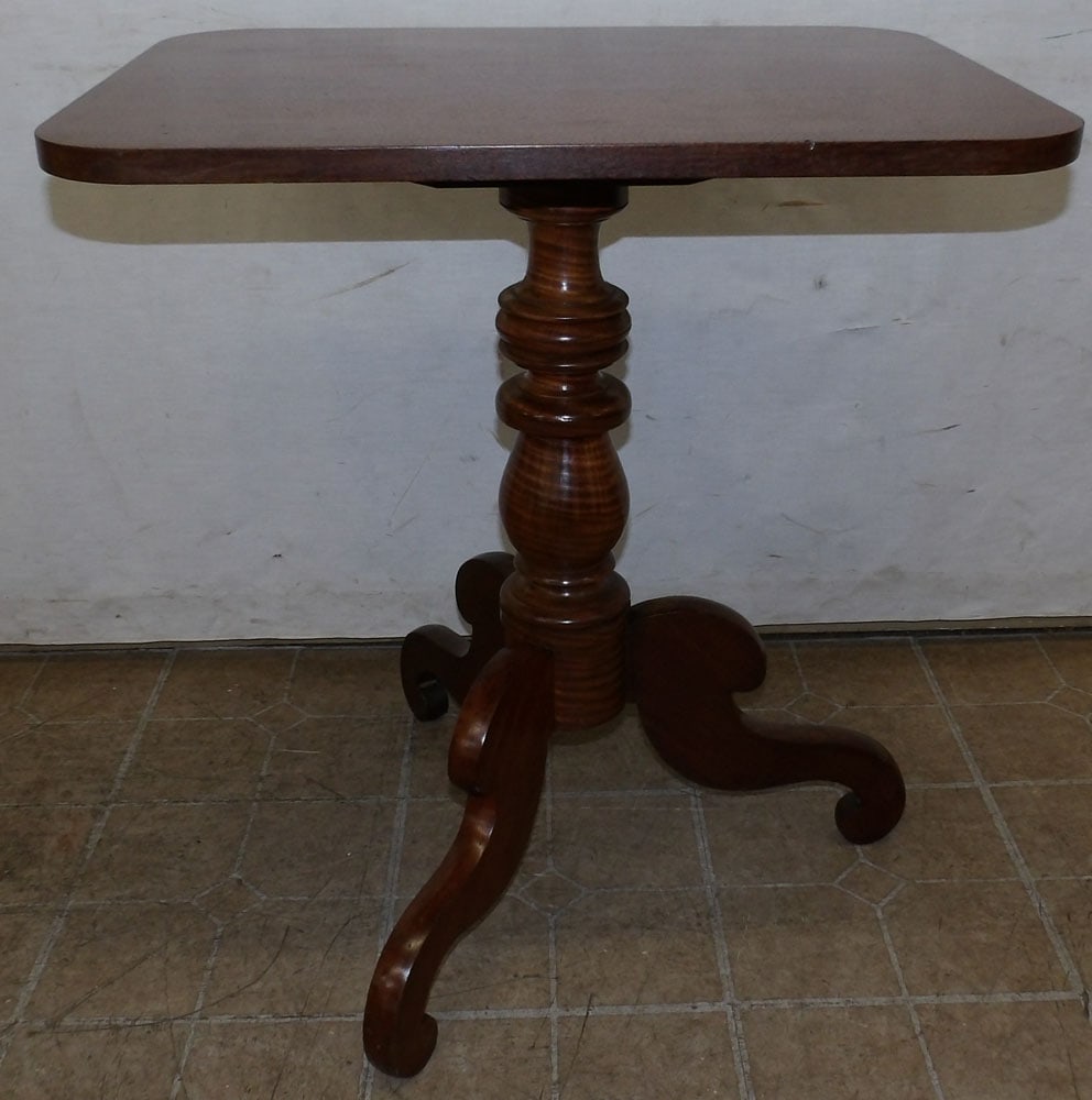 19th Century Mahogany & Tiger Maple Tilt Top Table (1 of 6)