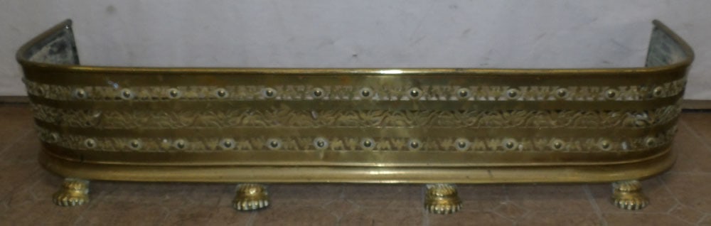 Antique Brass Open Work Fireplace Fender (1 of 4)